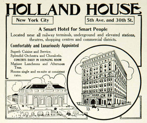 1912 Ad Holland House Hotel 5th Avenue 30th Street NYC Historic Landmark YTT2