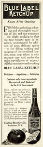 1914 Ad Blue Label Ketchup Condiment Curtice Brothers Rochester NY Food YTT2