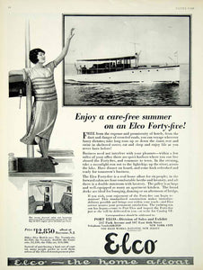 1925 Ad Vintage Elco Forty-Five Yacht Cabin Cruiser Pleasure Boat Bayonne YVF1