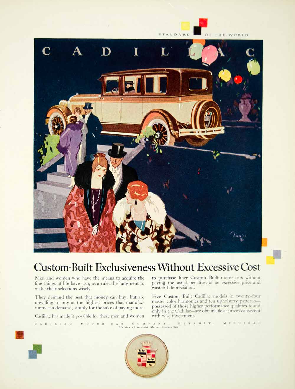 1925 Ad Vintage Custom Cadillac Motor Car Automobile Auto Evening Dress YVF1