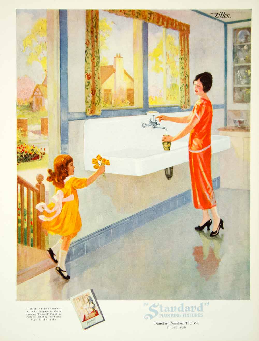 1925 Ad Vintage Standard Sanitary Plumbing Fixtures Kitchen Sink Mother YVF1