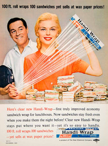 1960 Ad Vintage Handi-Wrap Dow Chemical Company Plastic Sandwich Wrap Cling YDW2