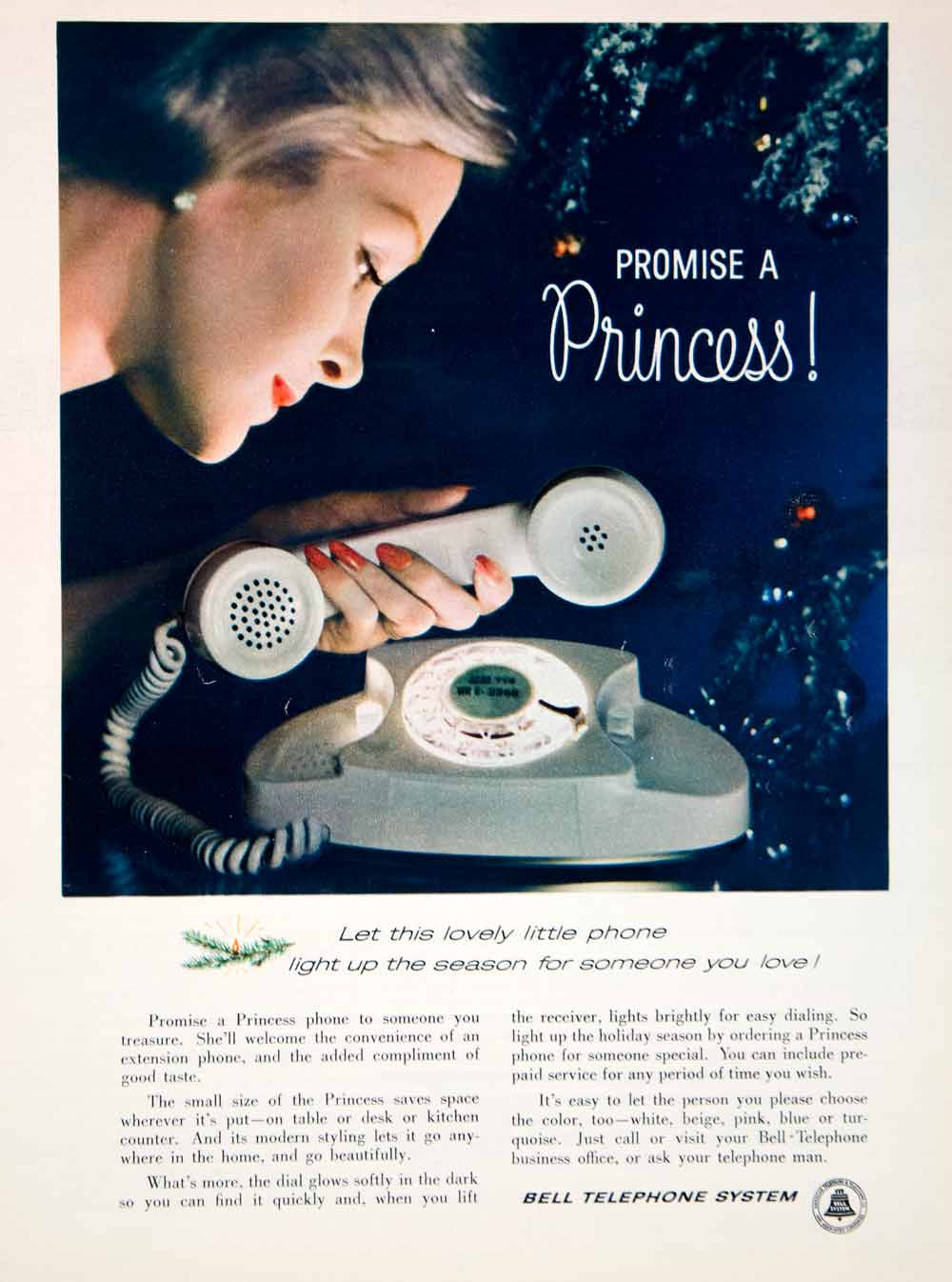 1960 Ad Vintage Bell Telephone System Princess Phone Illuminated