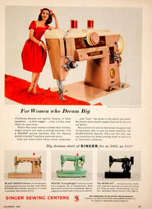 1960 Ad Vintage Singer Sewing Machine Center Models Slant-O-Matic Appliance YDW2