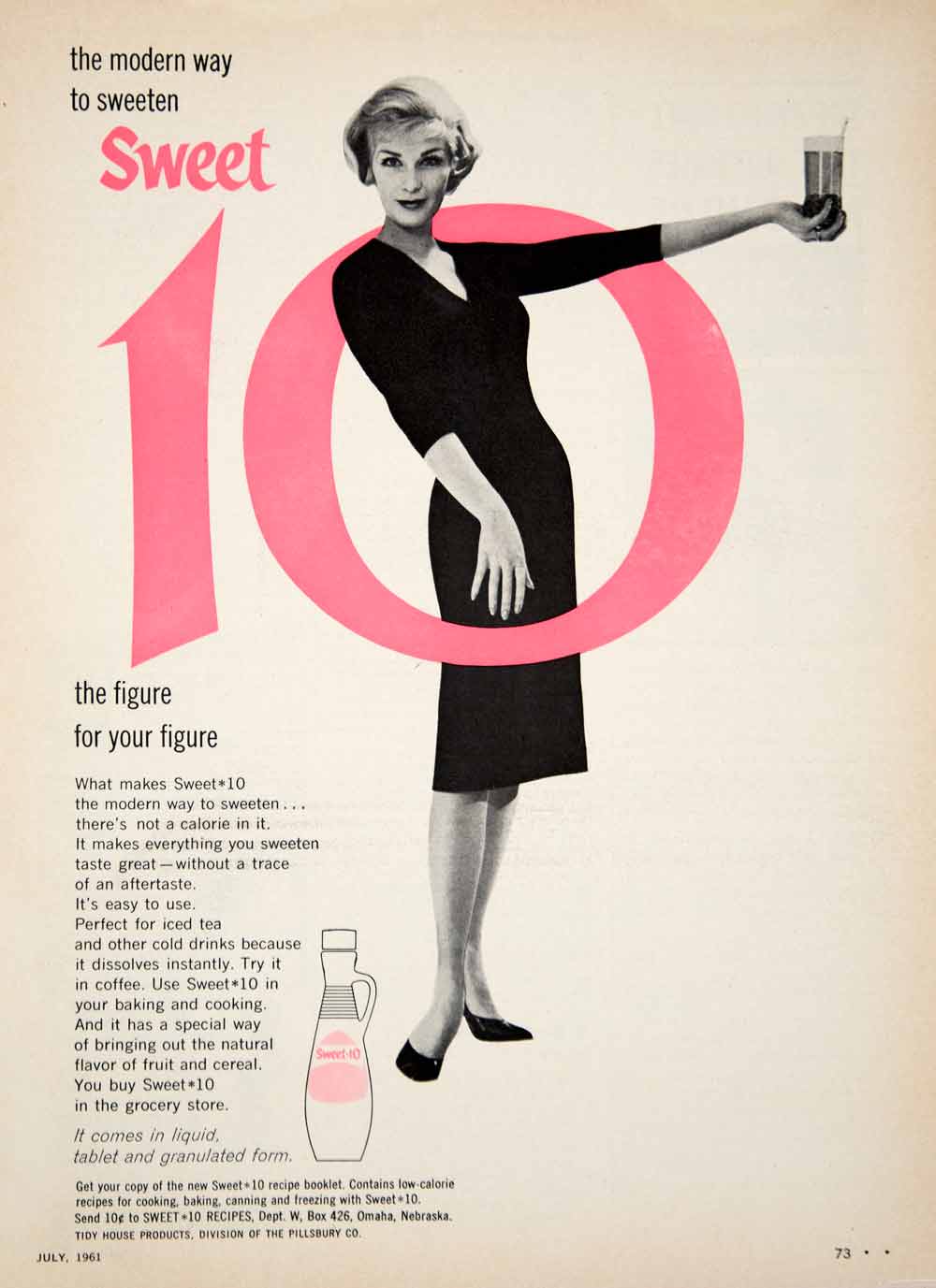 1961 Ad Vintage Sweet 10 Sweetener Sugar Substitute Weight Loss Diet Food YDW2