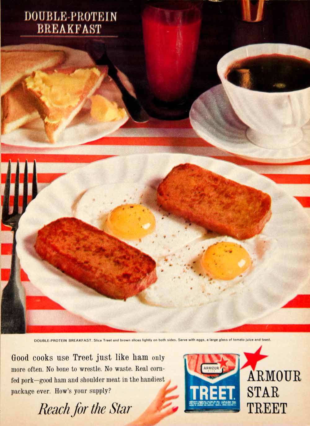 1962 Ad Armour Star Treet Processed Canned Ham Meat Product Breakfast Food YWD2