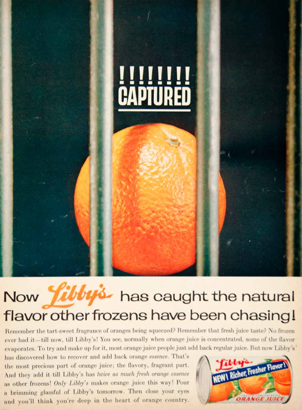 1962 Ad Vintage Libby's Frozen Concentrated Orange Juice Can Beverage Drink YWD2