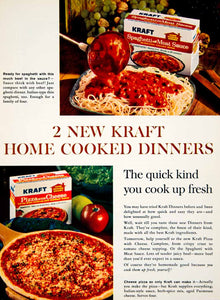 1964 Ad Kraft Dinner Spaghetti Meat Sauce Pizza Cheese Prepared Convenience YWD2