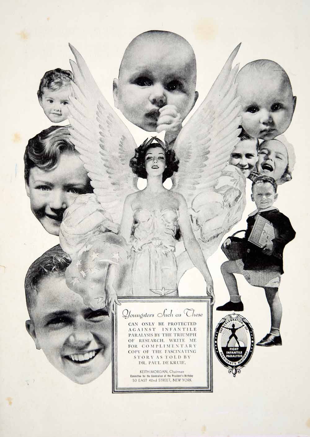 1938 Ad Polio Infantile Paralysis Dr. Paul de Kruif Childhood Disease Child YWD3