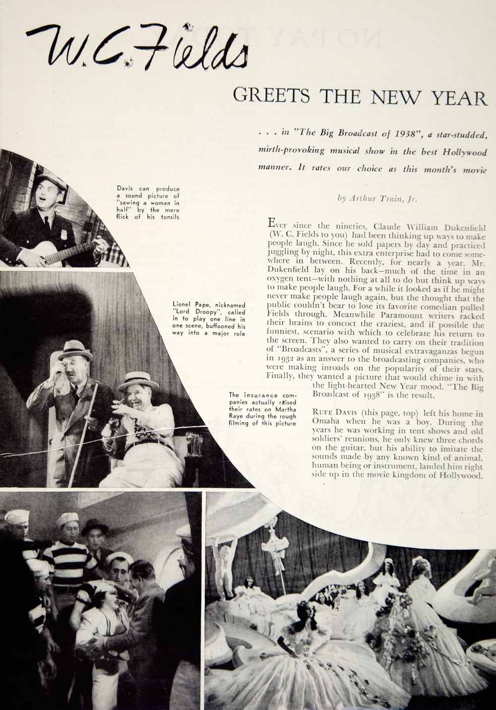 1938 Article Paramount Big Broadcast Movie W C Fields Martha Raye Bob Hope YWD3