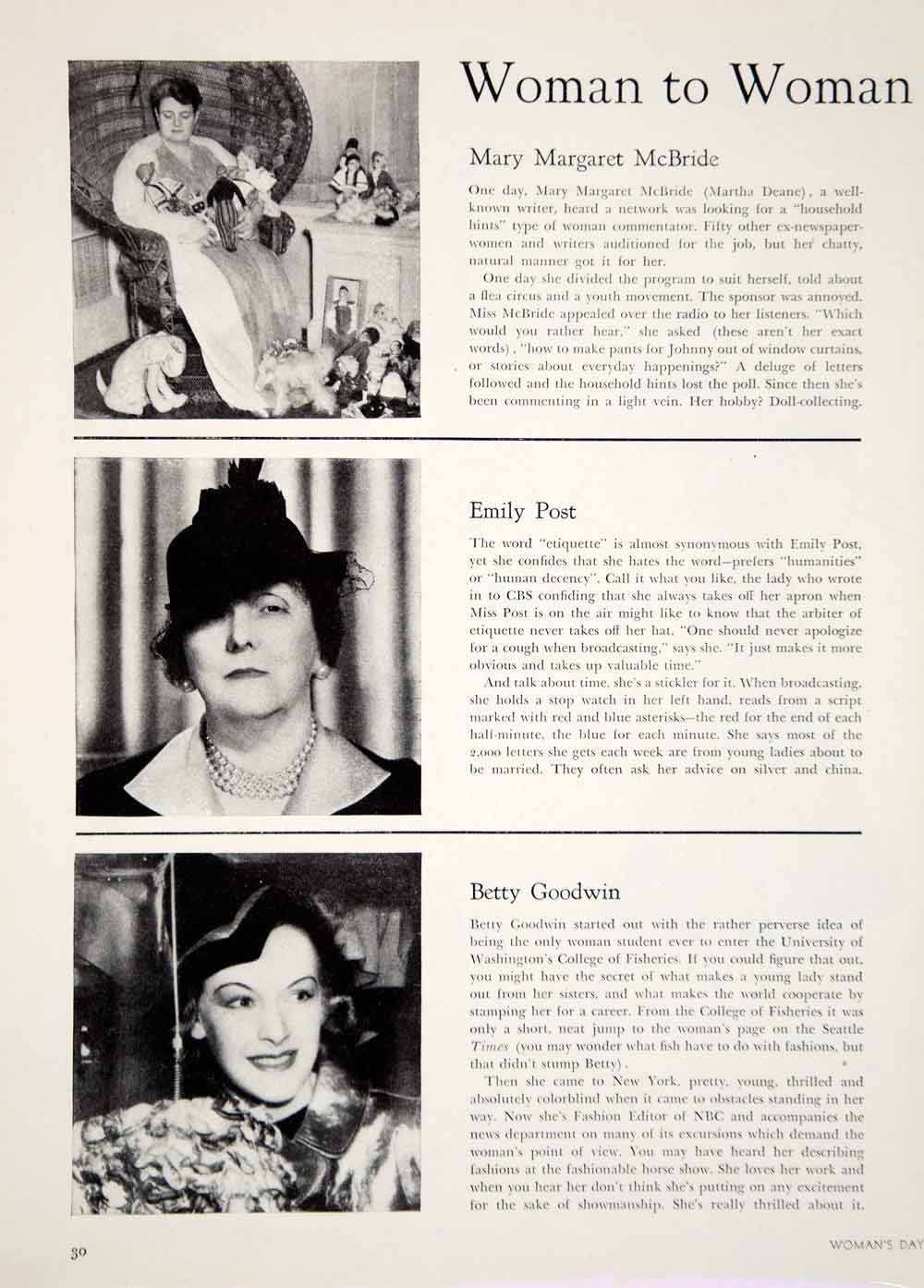 1938 Article Radio Broadcasting Women Dorothy Thompson Emily Post History YWD3