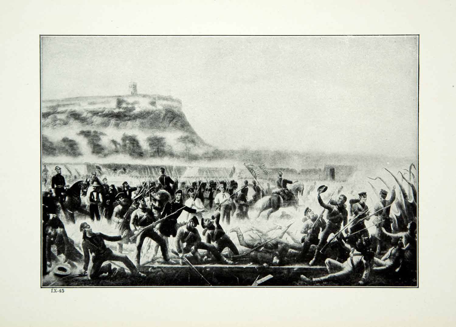 1921 Print James Walker Art Mexican American War Battle Chapultepec Castle YWE1