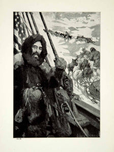 1921 Print CW Cuneo Robert Peary North Pole Discovery Arctic Expedition YWE1