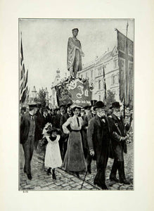 1921 Print Copenhagen Denmark Christiania City Suburb Parade Voters Ja YWE1