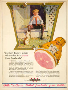 1920 Ad Wilson Ham M Bolegann Meat Food 41st Ashland Ave Chicago IL Art Dog YWW1