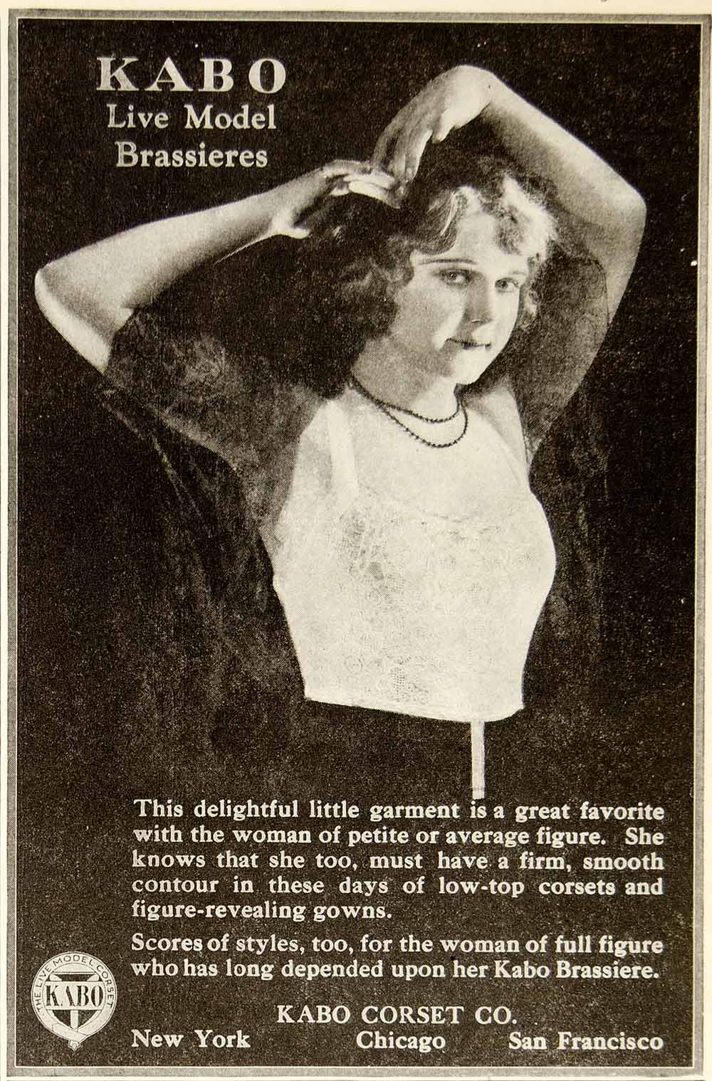 1921 Ad Kabo Corset Brassieres Womens Clothing Twenties Fashion