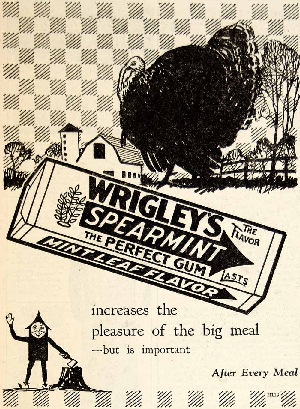 1927 Ad Wrigleys Spearmint Chewing Gum Candy Food Snack Farm Barn Grocery YWW1
