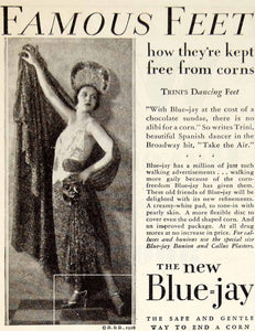 1928 Ad Blue Jay Famous Feet Callus Bunion Plaster Trini Spanish Dancer YWW1