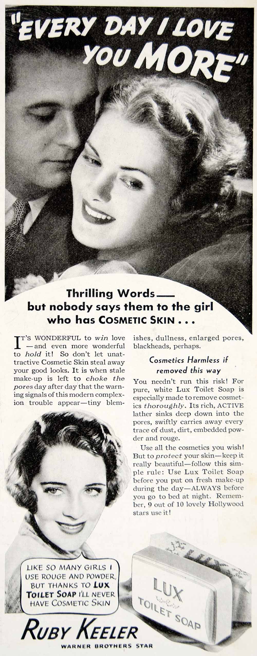 1935 Ad Lux Toilet Soap Ruby Keeler Movie Star Film Actress Warner Bros YWW1