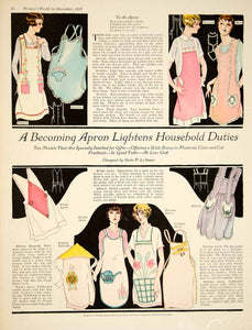 1927 Color Print Art Deco Sadie P LeSueur Womens Apron Fashion Housewife YWW1