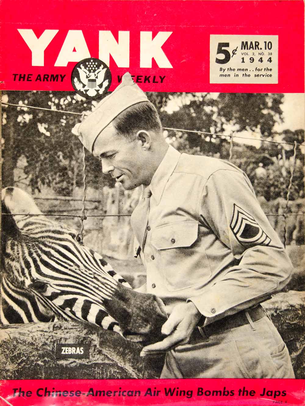 1944 Cover YANK Zebra Australian Zoo Merton Huftile Soldier World War II YYA1