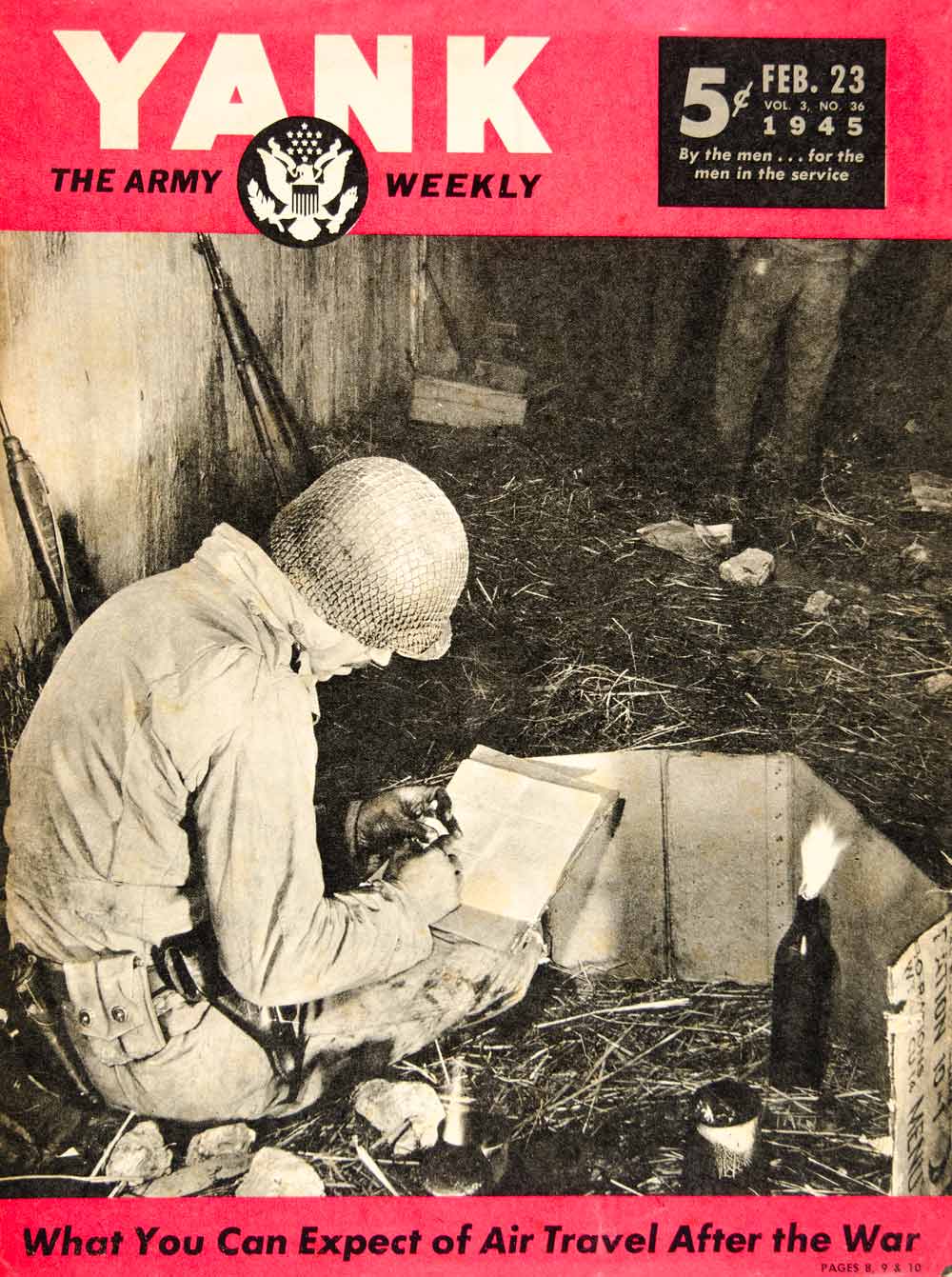 1945 Cover YANK William Hagan Concrete Bunker World War II Letter Writing YYA2