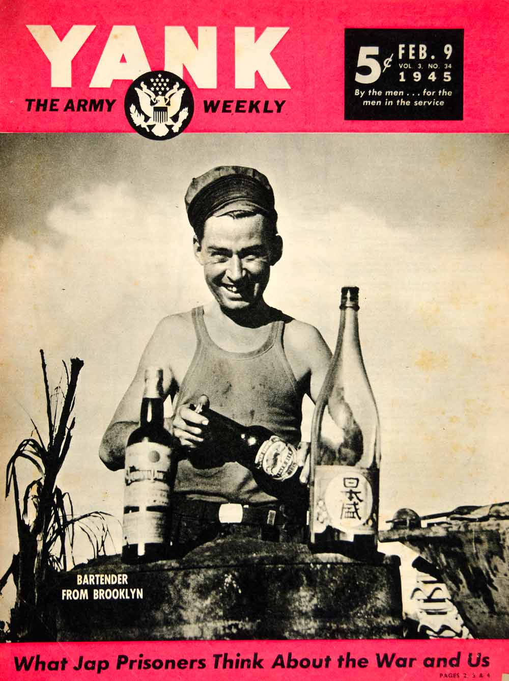 1945 Cover YANK New Guinea World War II Bartender William Frennell New York YYA2