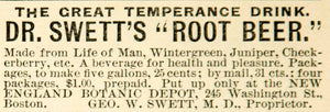 1888 Ad Dr Swetts Root Beer Packages Drink Beverage Home Brew Temperance YYC1