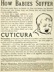 1891 Ad Baby Cry Cuticura Remedy Soap Health Beauty Skin Scalp Cure Medical YYC1