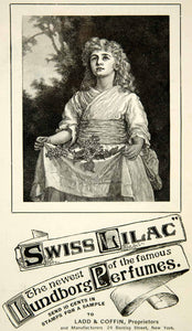 1891 Ad Swiss Lilac Perfume Colgne Ladd Coffin Lundborg Victorian Woman YYC1