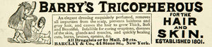 1891 Ad Barrys Tricopherous Barclay Company New York Health Beauty Hair YYC1