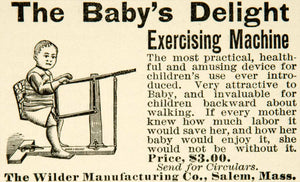 1891 Ad Baby Exercise Machine Health Fitness Wilder Salem MA Delight YYC1