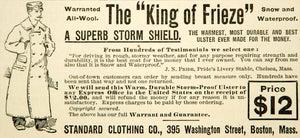 1891 Ad Storm Ulster Coat Victorian Mens Fashion 395 Washington St Boston YYC1