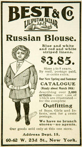 1902 Ad Liliputian Bazaar Russian Blouse Childrens Clothing 6062 W 23rd St YYC1