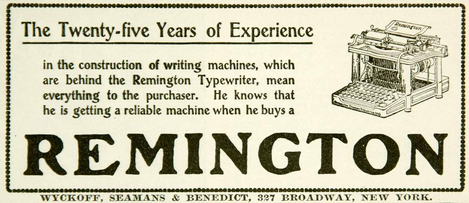 1902 Ad Remington Typewriter Machine 327 Broadway NY Wycoff Seamans YYC1