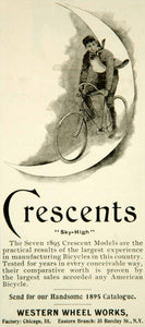 1895 Ad Crescents Western Wheel Works 35 Barclay New York Moon Cycling YYC1
