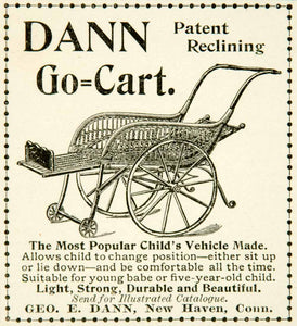 1898 Ad George Dann Go-Cart Child's Wheelchair Wheel Chair Reclining YYC1