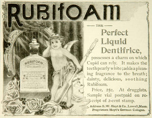 1899 Ad Rubifoam Liquid Dentifrice Toothpaste Cupid Rose Hoyt Teeth YYC1