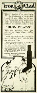 1901 Ad Iron Clad Wool Socks Cooper Wells Company Michigan Fashion YYC2