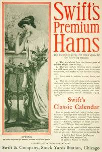 1901 Ad Swift Premium Hams Company Chicago Food Spring Bacon Woman Portrait YYC2
