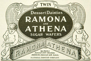 1901 Ad Dessert Dainties Ramona Athena Sugar Wafers National Biscuit Co YYC2