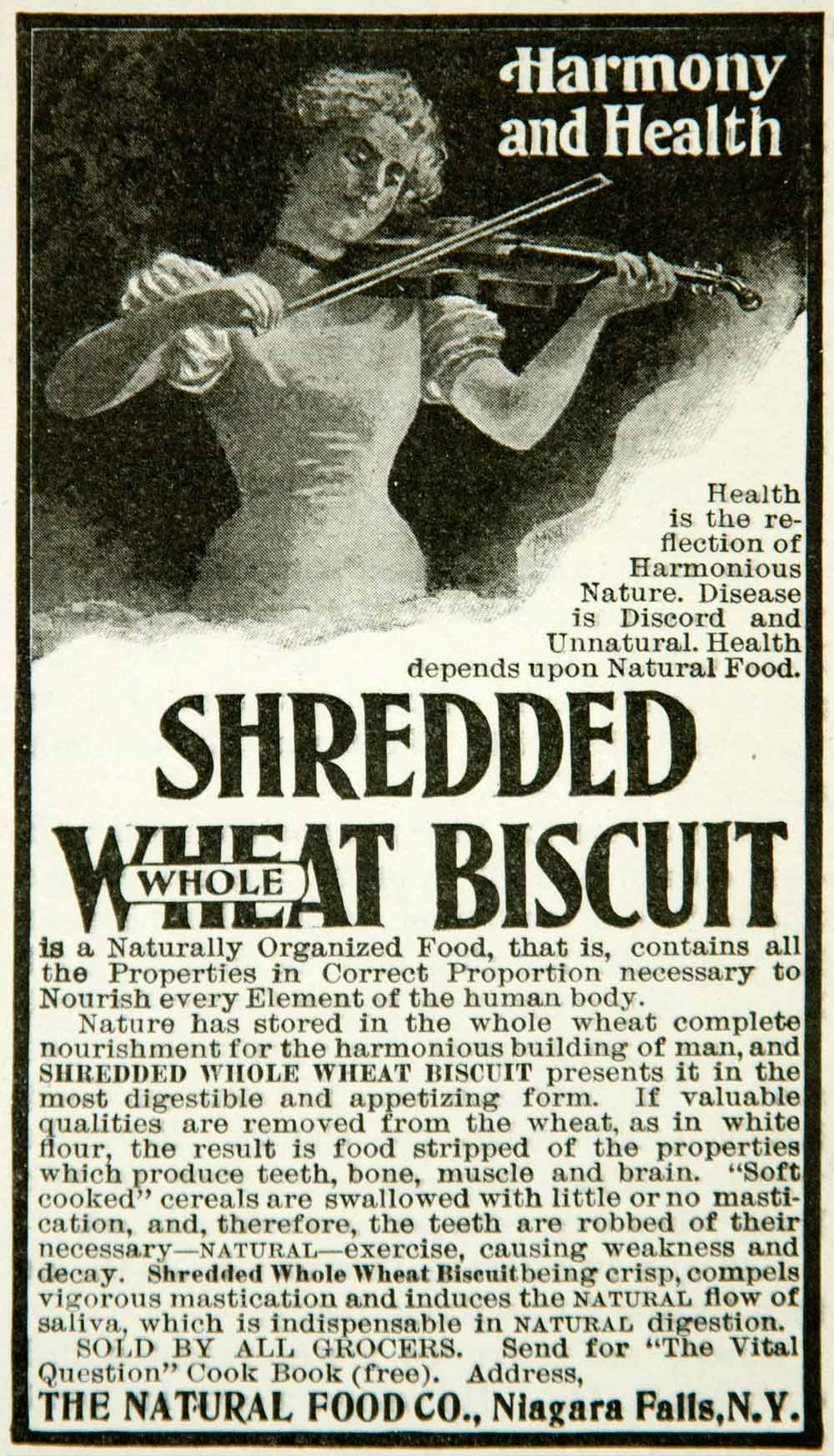 1902 Ad Shredded Whole Wheat Biscuit Natural Food Niagara Falls Breakfast YYC2