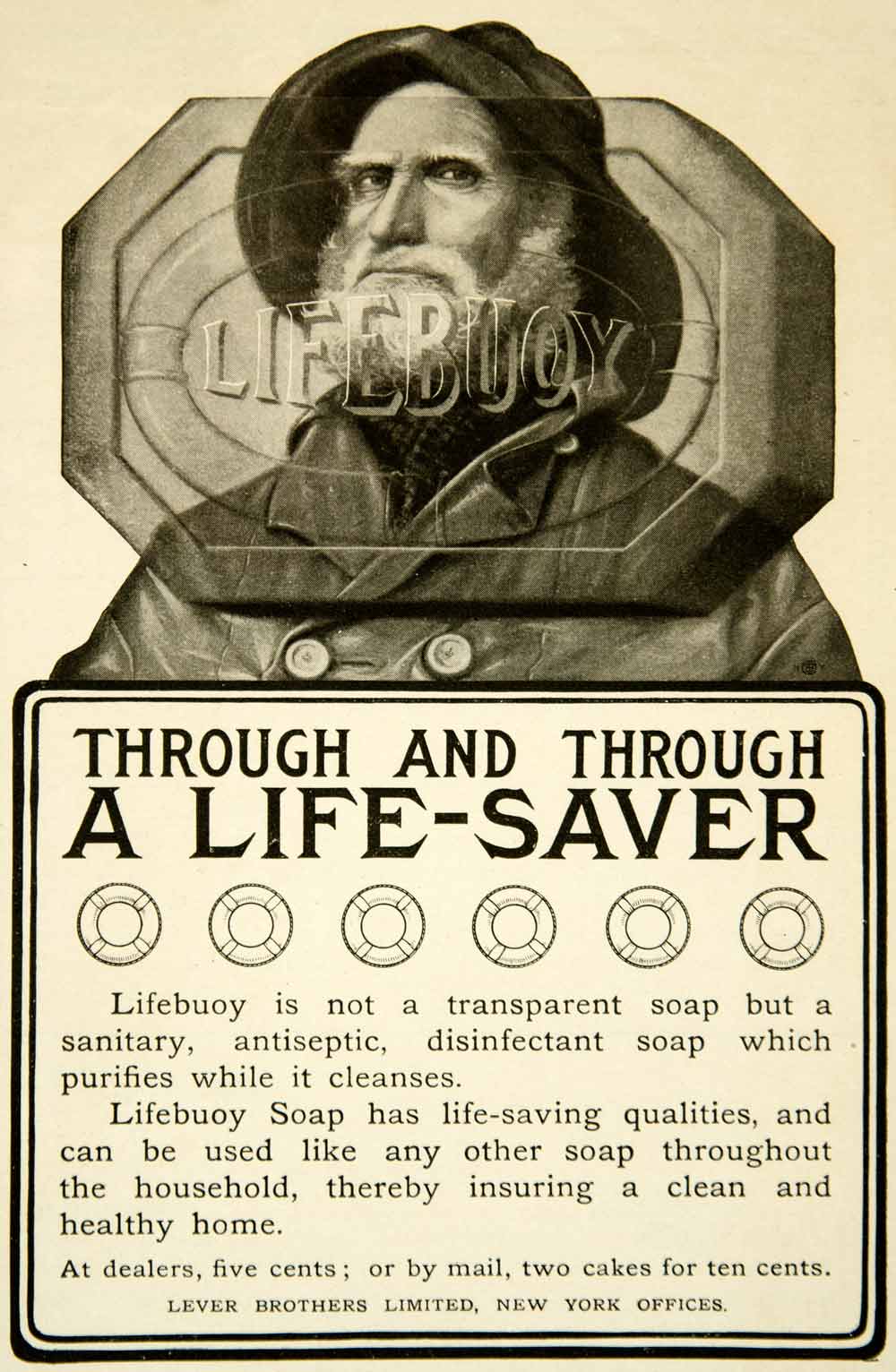 1902 Ad Sailor Lifebuoy Soap Lever Brother New York Clean Captain Seaman YYC2
