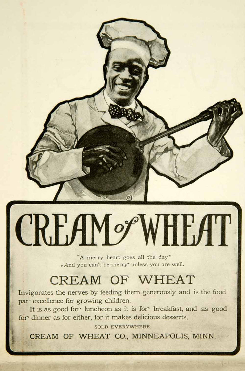 1903 Ad Cream Wheat Breakfast Cereal Banjo Skillet Chef Rastus Minneap ...