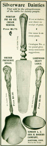 1903 Ad Silverware Puritan Pie Server Orchid Preserve Spoon Lakewood Gravy YYC2