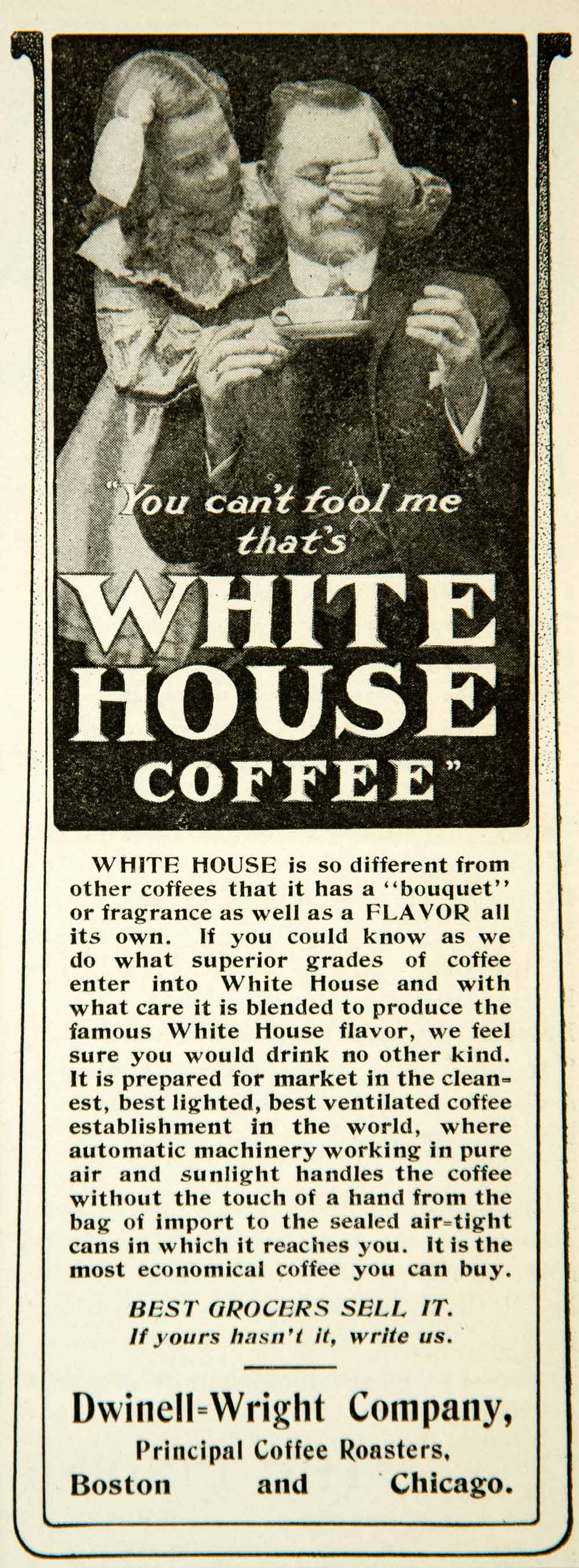 1905 Ad White House Coffee Dwinell-Wright Guess Who Fool Flavor Teacup YYC2