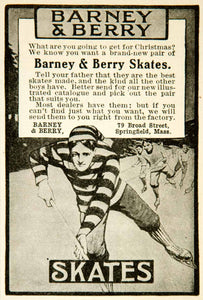 1905 Ad Barney Berry Skates 79 Broad Street Hockey Waldo Ice Skating Winter YYC2 - Period Paper
