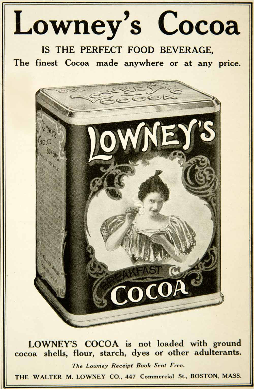 1905 Ad Walter Lowney's Cocoa 447 Commercial Street Hot Chocolate Breakfast YYC2