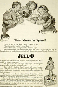 1917 Ad Jell-O Dessert Children Sibling Girl Boy Cooking Genesee Pure Food YYC2