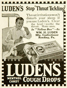 1917 Ad Luden's Cough Drops Menthol Candy William Luden Lozenge Throat YYC2